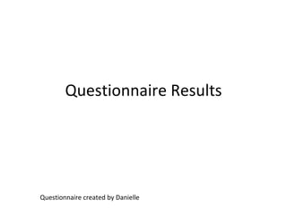 Questionnaire Results Questionnaire created by Danielle 