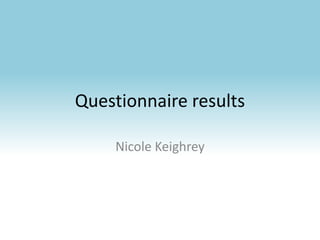 Questionnaire results

    Nicole Keighrey
 