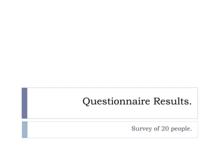 Questionnaire Results.

         Survey of 20 people.
 