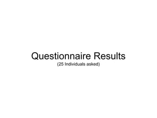 Questionnaire Results
(25 Individuals asked)
 