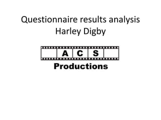 Questionnaire results analysis 
Harley Digby 
 