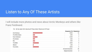 Listen to Any Of These Artists
I will include more photos and news about Arctic Monkeys and others like
Franz Ferdinand.
 