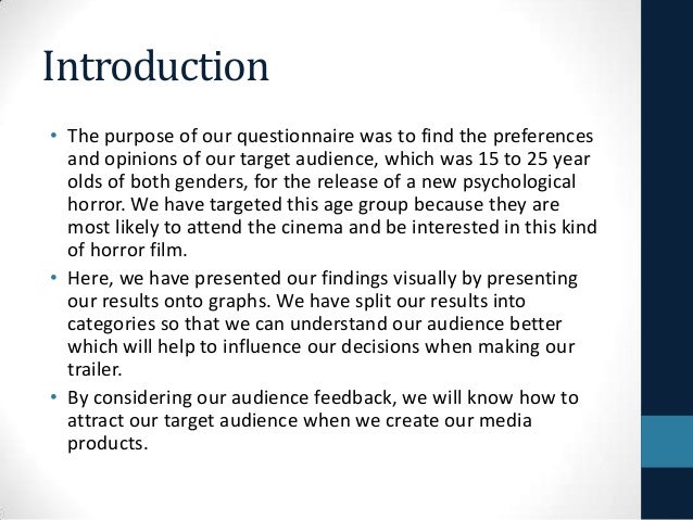questionnaire results presentation target questionnaire