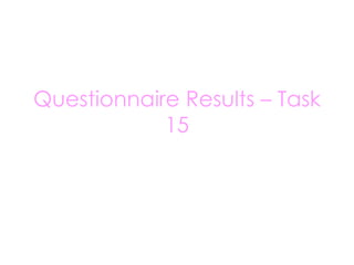 Questionnaire Results – Task 15 