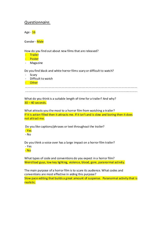 paranormal questionnaire