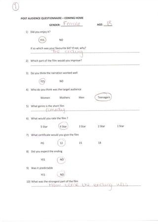 Post Production Questionnaire