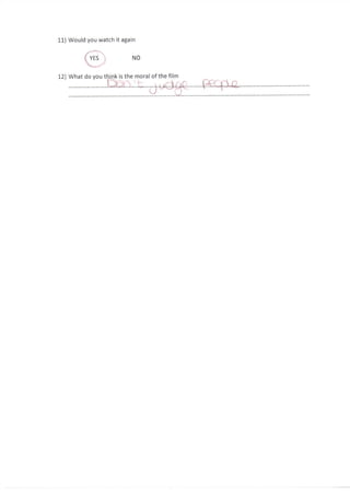 Post Production Questionnaire