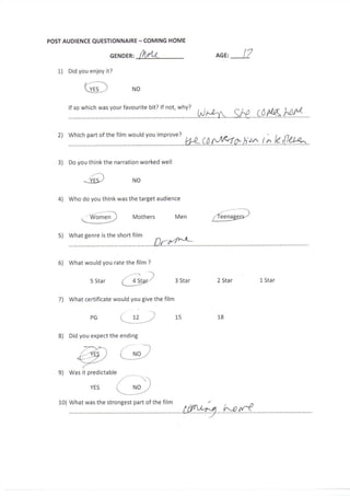 Post Production Questionnaire