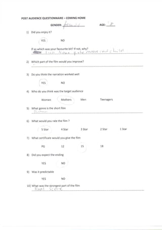 Post Production Questionnaire