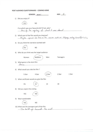 Post Production Questionnaire