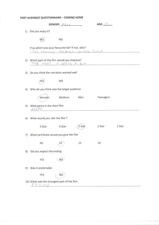 Post Production Questionnaire