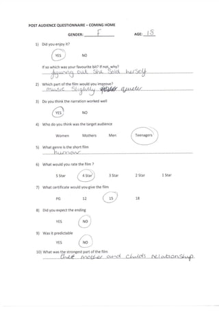 Post Production Questionnaire
