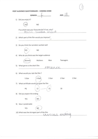 Post Production Questionnaire