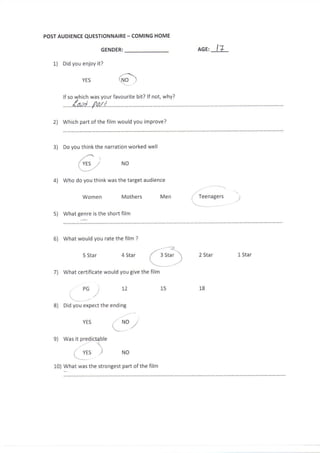 Post Production Questionnaire