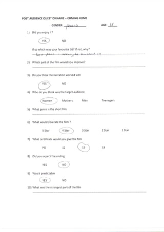 Post Production Questionnaire