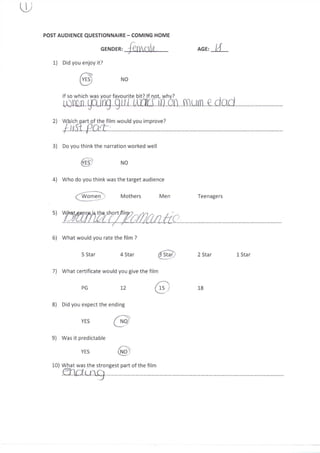 Post Production Questionnaire