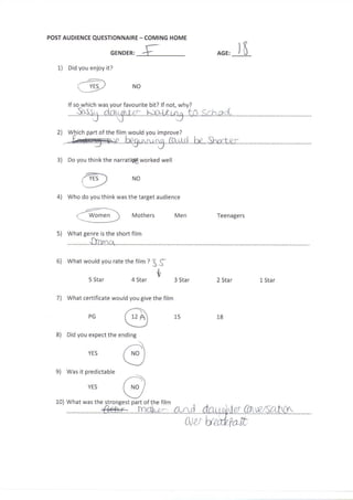 Post Production Questionnaire