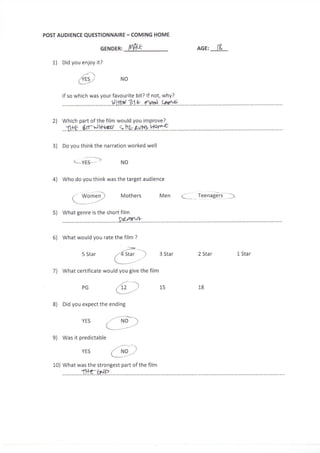 Post Production Questionnaire