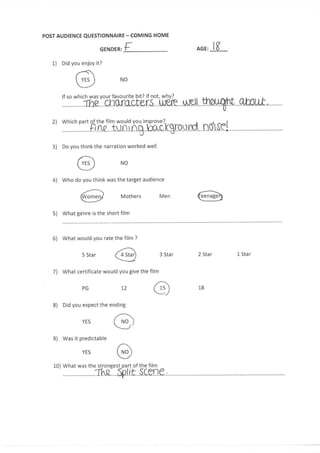 Post Production Questionnaire