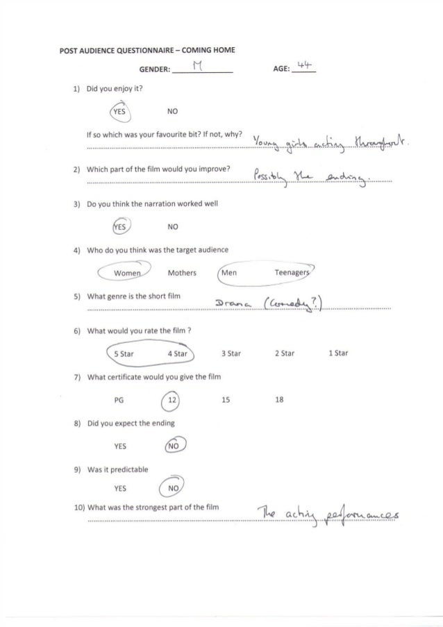 Post Production Questionnaire