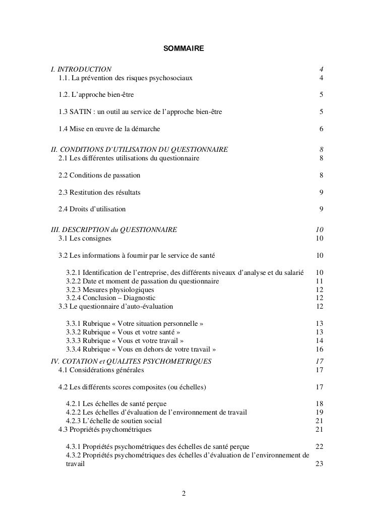 Questionnaire Satin