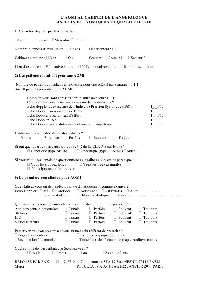 Questionnaire Sfa