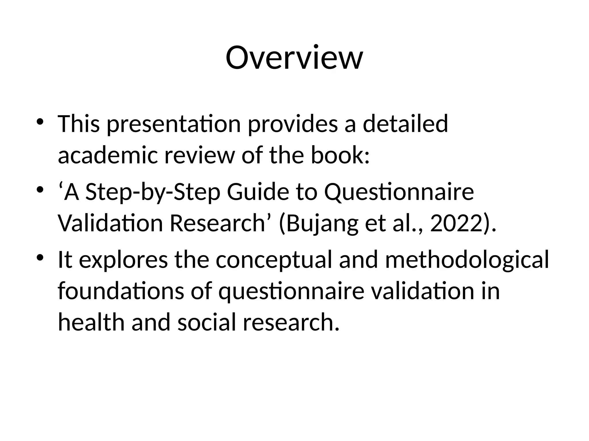 Questionnaire Validation Research Presentation Pptx