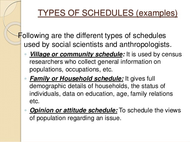 household schedules