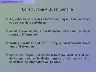 Questionnairre desisgn-Advance Research Methodology | PPT