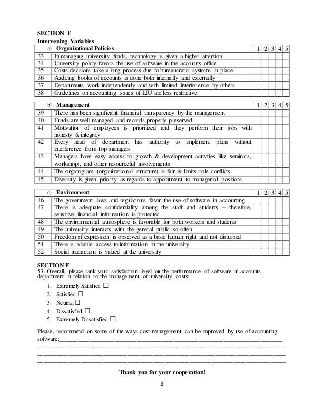Research questionnaire for data collection (Cost Accounting)