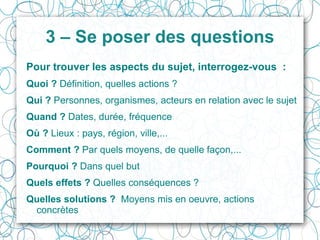 5 – Traduire le sujet en mots-clés  