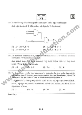 AP EAMCET 2015 Engineering Question Paper