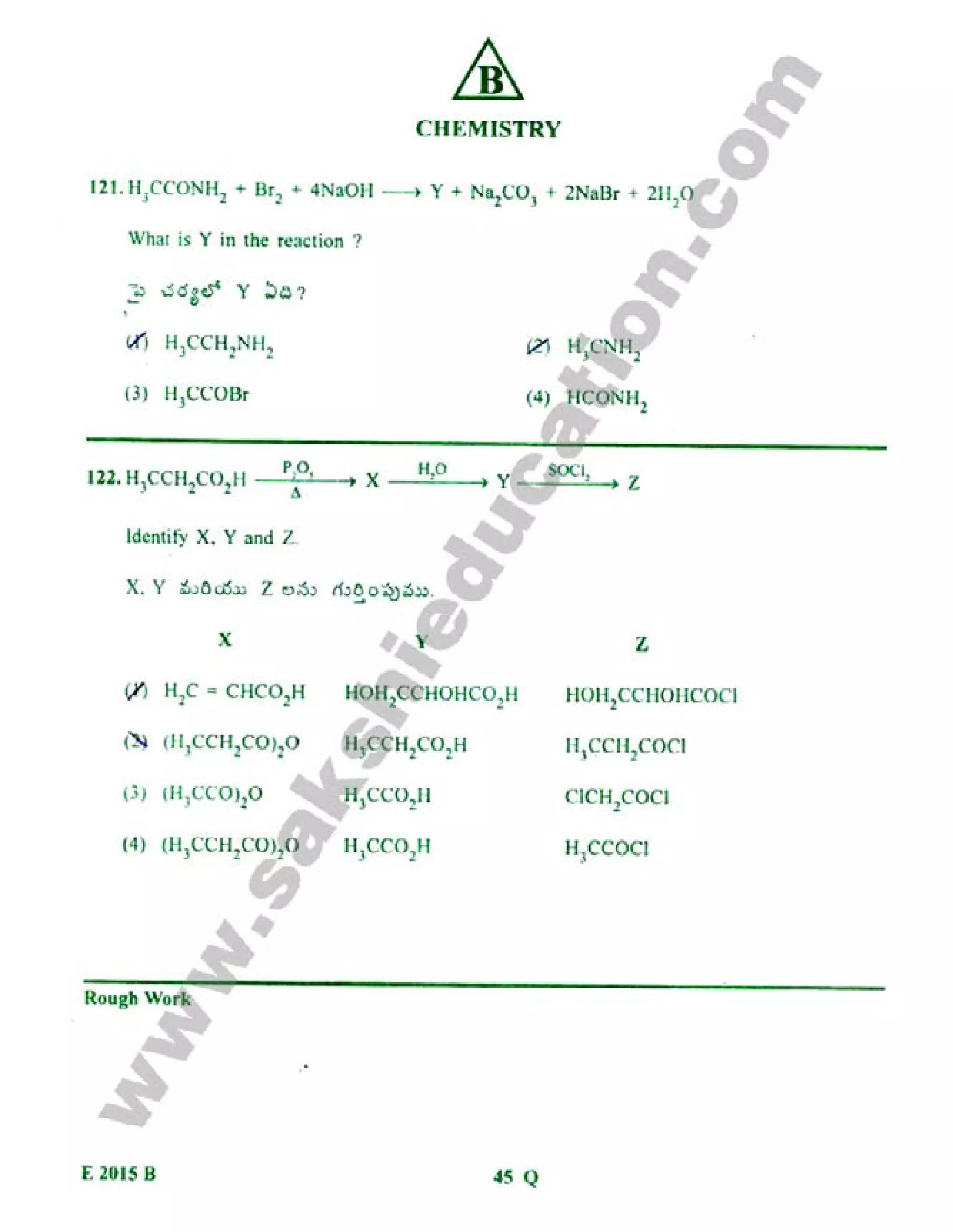 TS EAMCET 2015 Engineering Question Paper