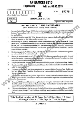 AP EAMCET 2015 Engineering Previous Question Paper