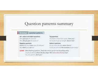 Question patterns summary
 