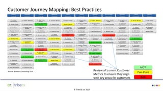 Client Services
MOT
Pain Point
Both
Review all current Customer
Metrics to ensure they align
with key areas for customers
Customer Journey Mapping: Best Practices
Source: Mulberry Consulting 2014
© TribeCX Ltd 2017
 