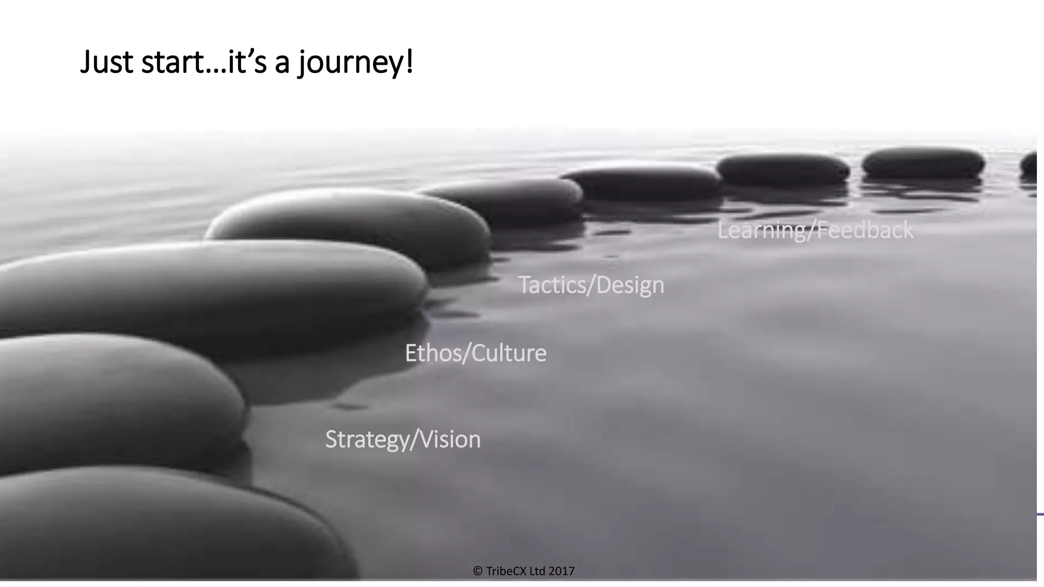 12
Just start…it’s a journey!
Strategy/Vision
Tactics/Design
Ethos/Culture
Learning/Feedback
© TribeCX Ltd 2017
 