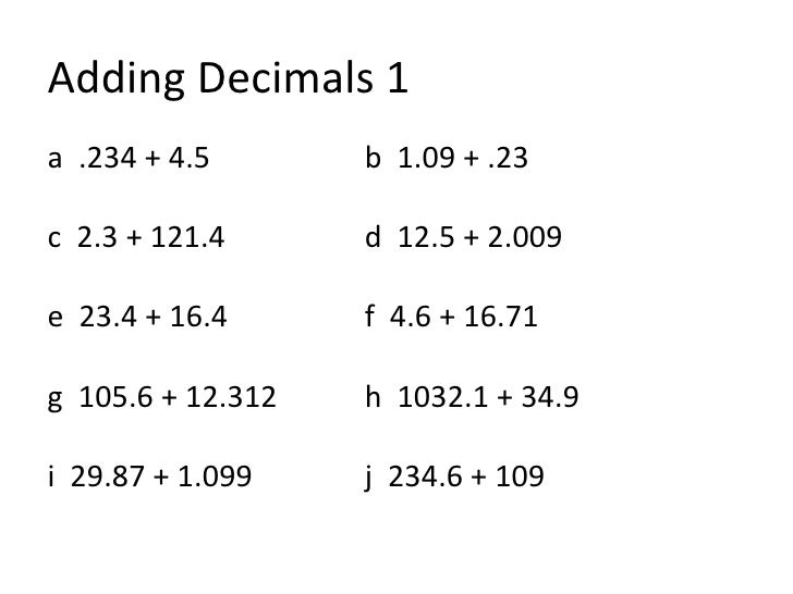 Questions With Decimals