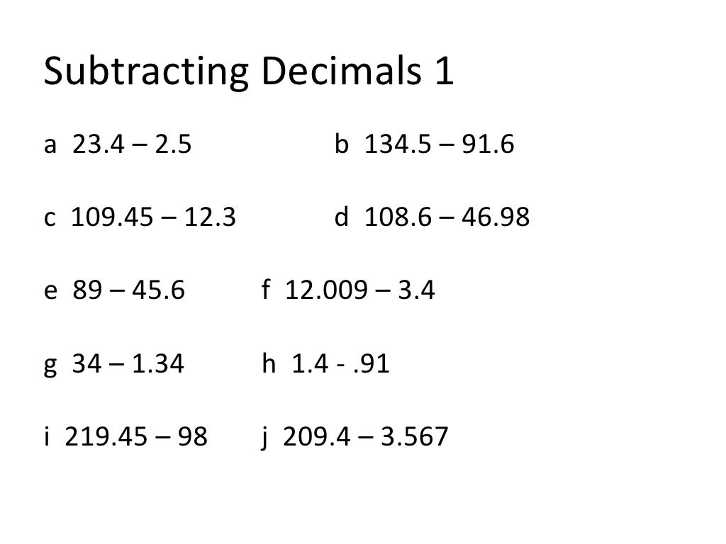 Questions With Decimals