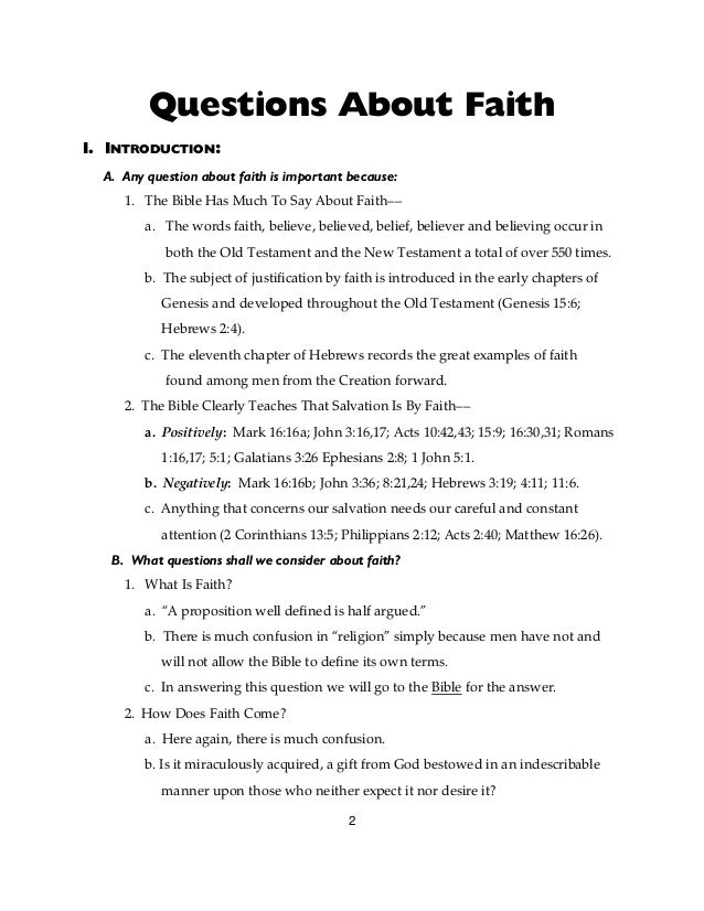 Questions about faith