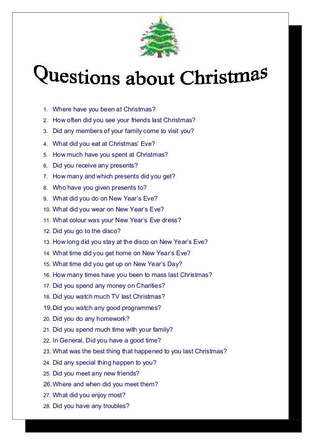 Questions after christmas