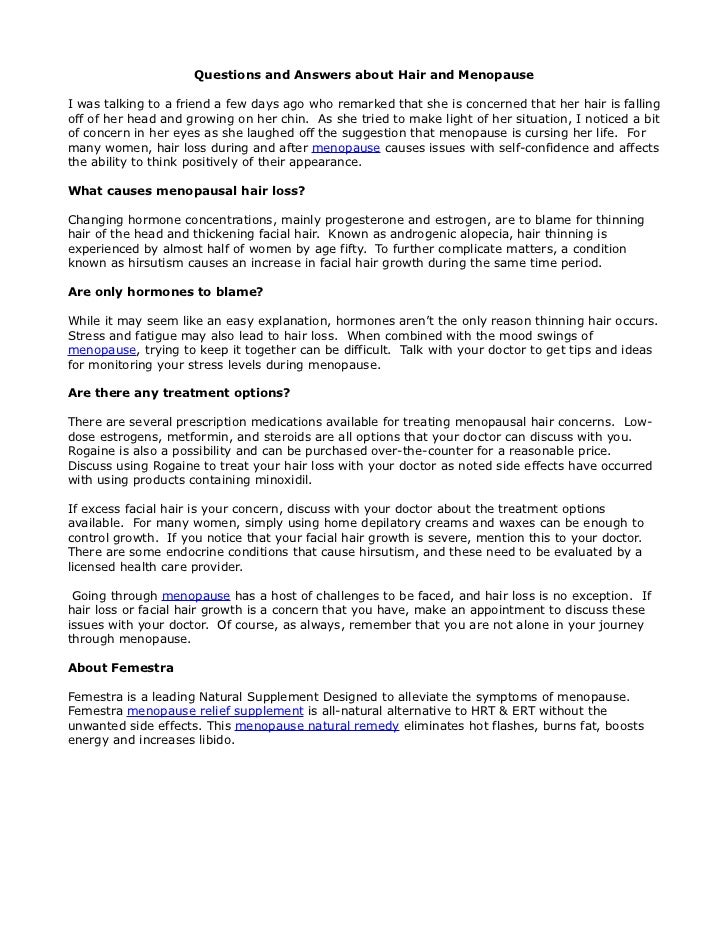 Questions And Answers About Hair And Menopause