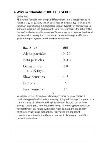 QUESTIONS & ANSWERS FOR QUALITY ASSURANCE, RADIATIONBIOLOGY& RADIATION ...