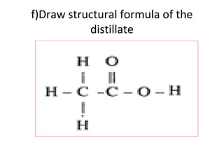f)Draw structural formula of the
distillate
 