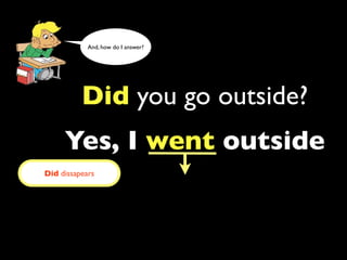 And, how do I answer?




          Did you go outside?
     Yes, I went outside
Did dissapears
 
