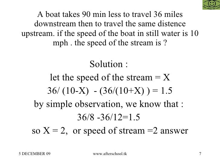 Questions of boat and speed for aptitude tests