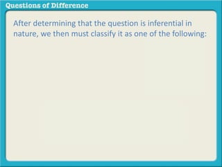 After determining that the question is inferential in 
nature, we then must classify it as one of the following: 
 