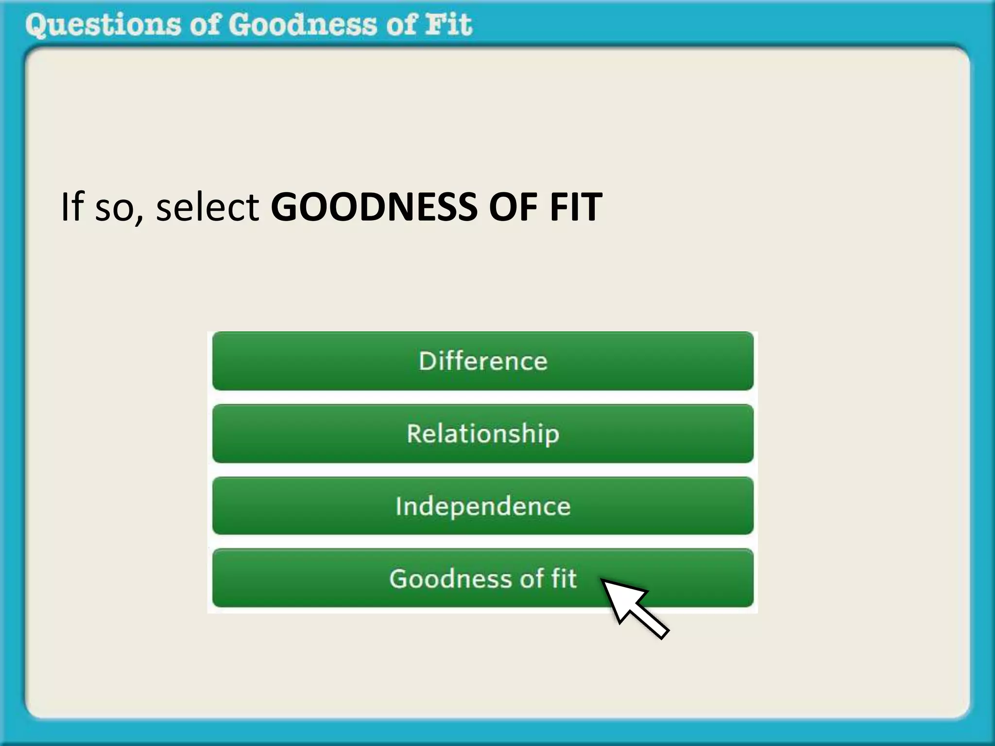 If so, select GOODNESS OF FIT 

