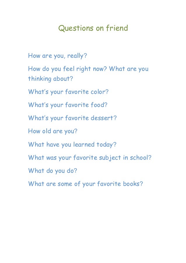 Questions On Friend Ø§Ø³Ø¦Ù„Ù‡ Ø¹Ù† Ø§Ù„ØµØ¯ÙŠÙ‚