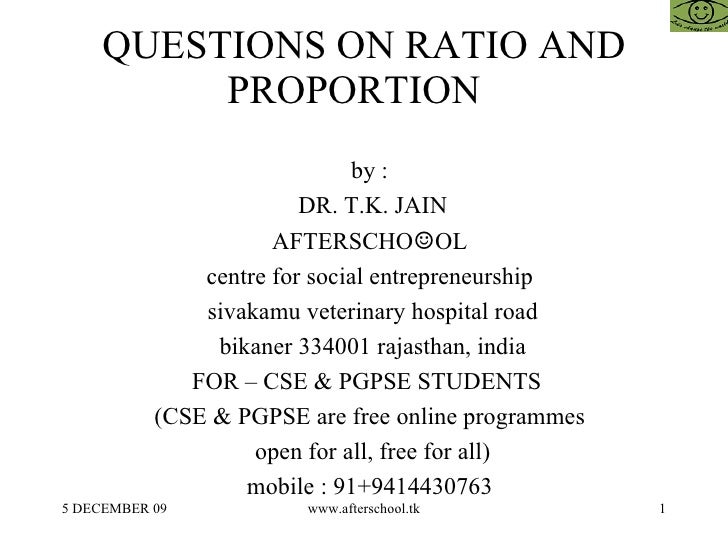 Questions On Ratio And Proportion Questions on ratio and proportion